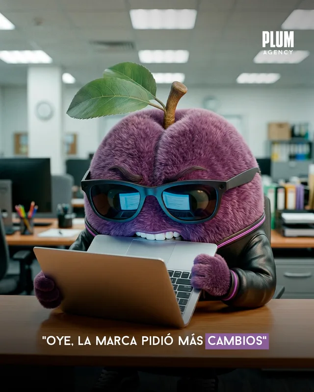 Plumesio en la oficina frente a su laptop: «Oye, la marca pidió más cambios»